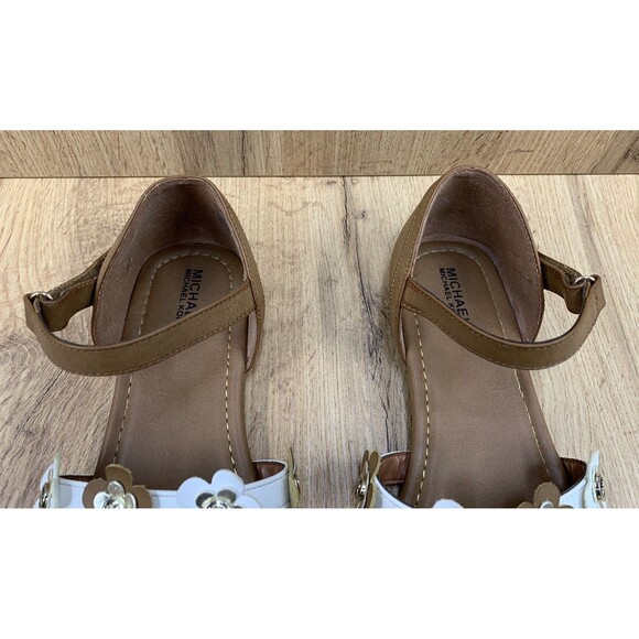 Michael Kors Toddler Girl Sandals Size 5 Brown Hook Loop Closure Casual Open Toe - Picture 8 of 16